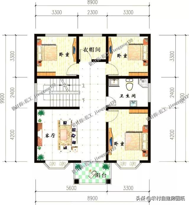 12款三層農(nóng)村別墅設(shè)計(jì)圖，主題造價(jià)20萬，占地100平方米左右