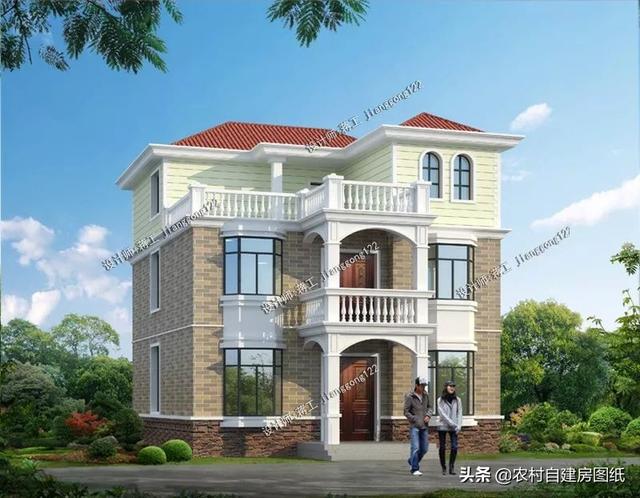 12款三層農(nóng)村別墅設(shè)計(jì)圖，主題造價(jià)20萬，占地100平方米左右