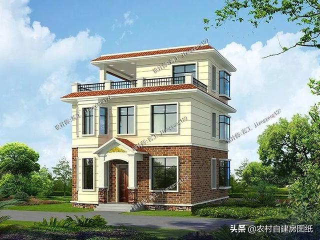 12款三層農(nóng)村別墅設(shè)計(jì)圖，主題造價(jià)20萬，占地100平方米左右