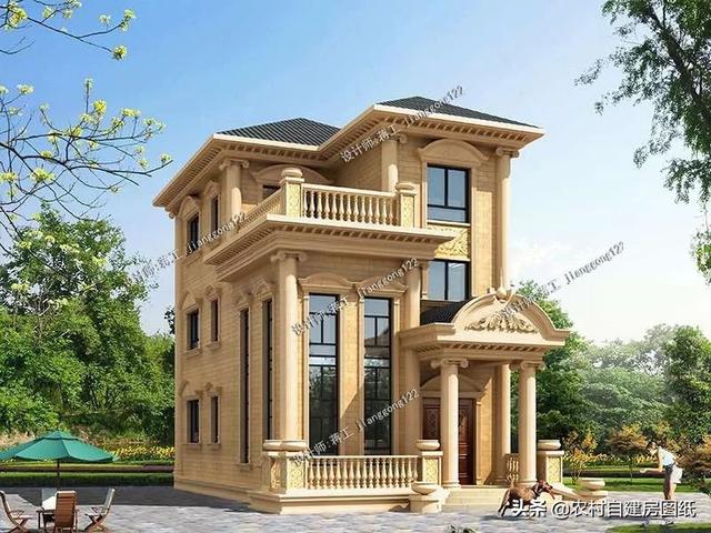 12款三層農(nóng)村別墅設(shè)計(jì)圖，主題造價(jià)20萬，占地100平方米左右