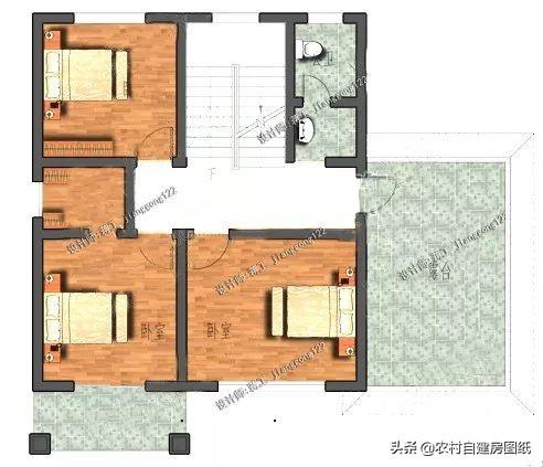 12款三層農(nóng)村別墅設(shè)計(jì)圖，主題造價(jià)20萬，占地100平方米左右