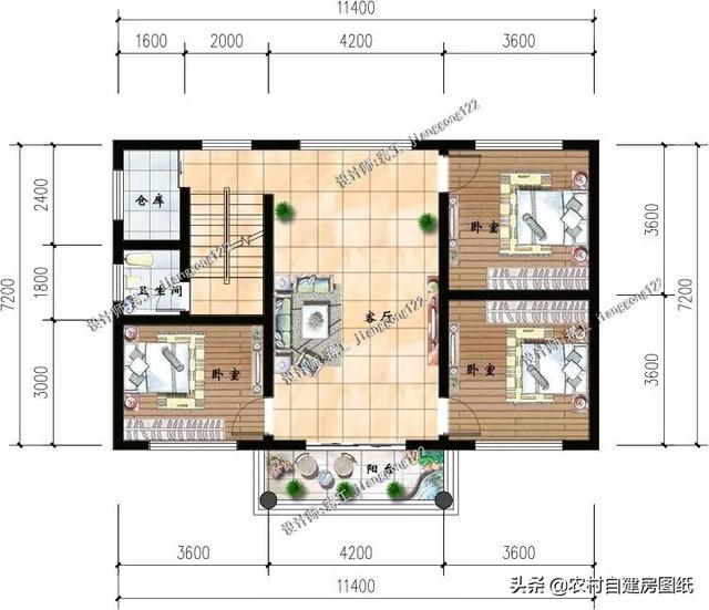 12款三層農(nóng)村別墅設(shè)計(jì)圖，主題造價(jià)20萬，占地100平方米左右