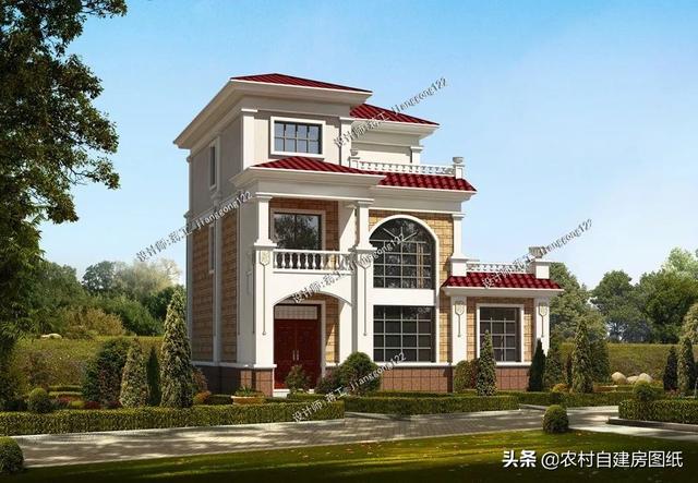 12款三層農(nóng)村別墅設(shè)計(jì)圖，主題造價(jià)20萬，占地100平方米左右