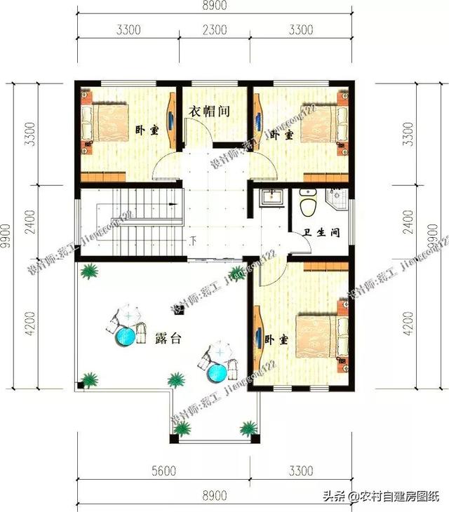 12款三層農(nóng)村別墅設(shè)計(jì)圖，主題造價(jià)20萬，占地100平方米左右