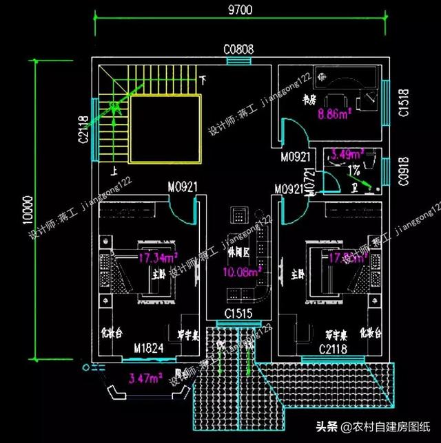 12款三層農(nóng)村別墅設(shè)計(jì)圖，主題造價(jià)20萬，占地100平方米左右