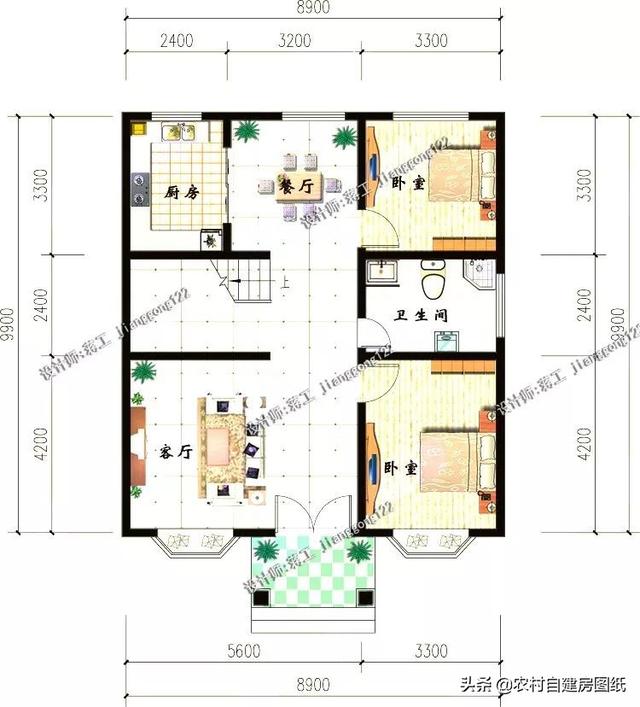 12款三層農(nóng)村別墅設(shè)計(jì)圖，主題造價(jià)20萬，占地100平方米左右