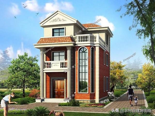 12款三層農(nóng)村別墅設(shè)計(jì)圖，主題造價(jià)20萬，占地100平方米左右