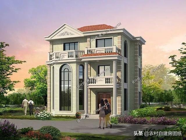 12款三層農(nóng)村別墅設(shè)計(jì)圖，主題造價(jià)20萬，占地100平方米左右