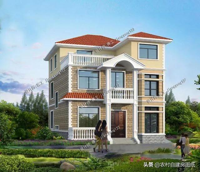 12款三層農(nóng)村別墅設(shè)計(jì)圖，主題造價(jià)20萬，占地100平方米左右