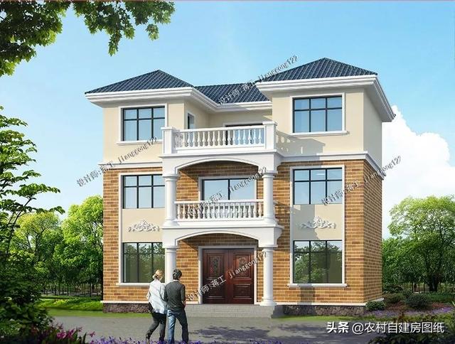 12款三層農(nóng)村別墅設(shè)計(jì)圖，主題造價(jià)20萬，占地100平方米左右