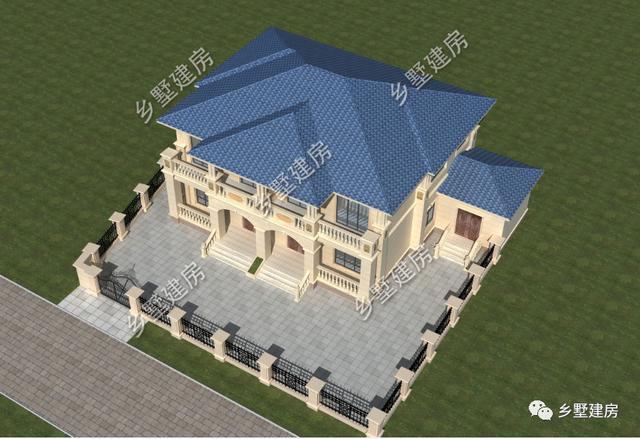 農(nóng)村兩層兄弟雙拼自建別墅設(shè)計圖，帶旋轉(zhuǎn)樓梯，看起來氣派豪華