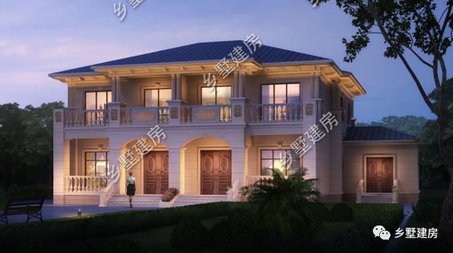 農(nóng)村兩層兄弟雙拼自建別墅設(shè)計圖，帶旋轉(zhuǎn)樓梯，看起來氣派豪華