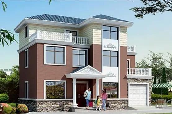 農(nóng)村三層實用耐看帶車庫自建別墅設計圖，室內(nèi)采光通風，戶型美觀實用