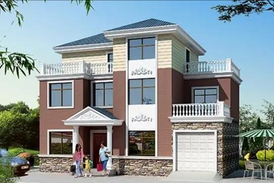 農(nóng)村三層實用耐看帶車庫自建別墅設計圖，室內(nèi)采光通風，戶型美觀實用