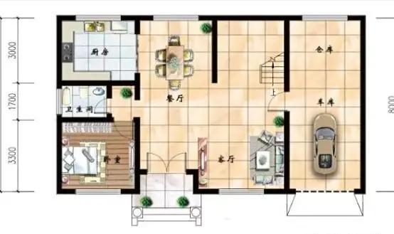 農(nóng)村三層實用耐看帶車庫自建別墅設計圖，室內(nèi)采光通風，戶型美觀實用