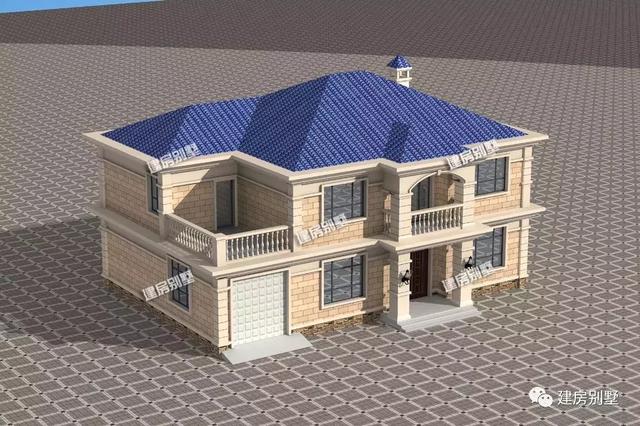 2棟兩層自建房設計圖，第一棟配單獨的大堂屋，第二棟帶車庫