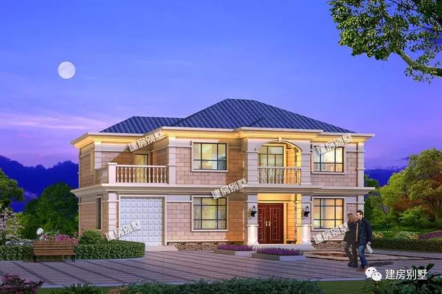 2棟兩層自建房設計圖，第一棟配單獨的大堂屋，第二棟帶車庫