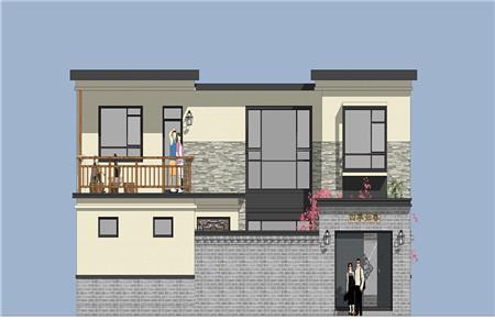 二層農(nóng)村自建房設(shè)計圖，房子的整體采用的是中西結(jié)合的設(shè)計風(fēng)格