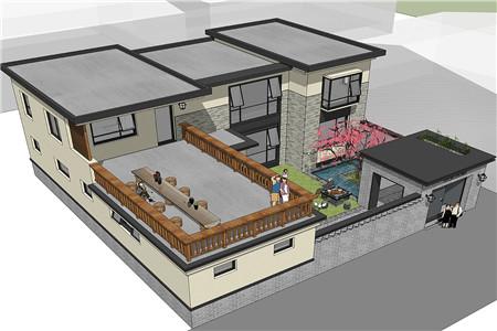 二層農(nóng)村自建房設(shè)計圖，房子的整體采用的是中西結(jié)合的設(shè)計風(fēng)格