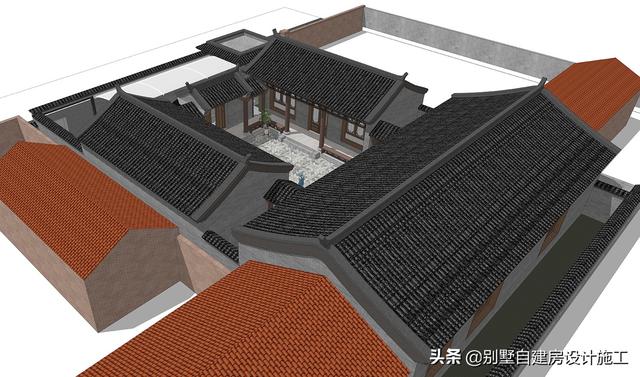 農(nóng)村四合院設(shè)計圖紙，主院功能十分齊全，可滿足業(yè)主的不同需求