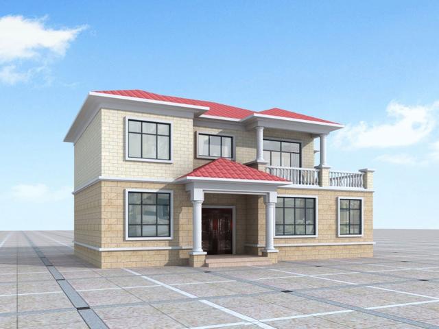 二層農(nóng)村自建房設(shè)計(jì)圖，較清新時(shí)尚和簡(jiǎn)約大氣，兩種外觀配色方案可選