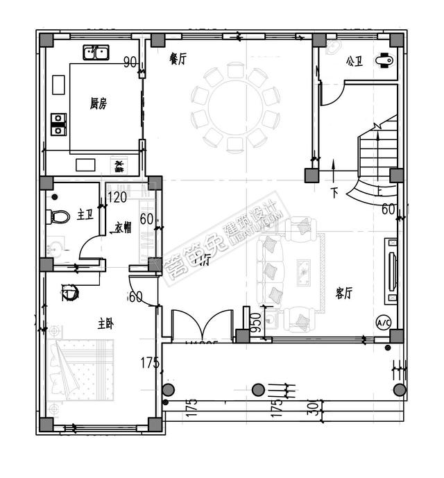 占地只有100平米的四層別墅設(shè)計(jì)圖，每層都有公衛(wèi)和套房以及大陽(yáng)臺(tái)