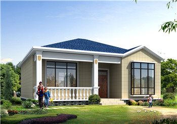 一層鄉(xiāng)村別墅設(shè)計(jì)戶型圖，占地100平左右，外觀很時(shí)尚