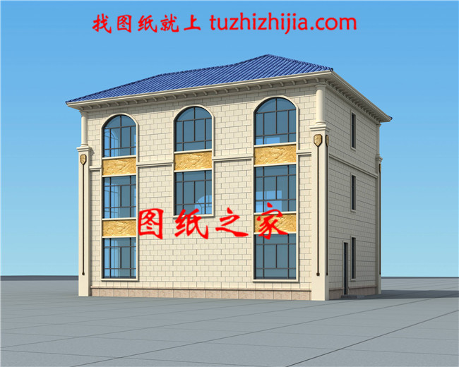 農(nóng)村歐式三層帶露臺(tái)自建別墅，乳白色的真石漆外觀