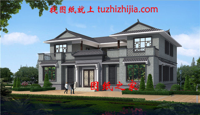 農(nóng)村兩層新中式四合院別墅戶(hù)型圖，占地不到200平