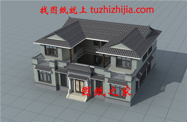 農(nóng)村兩層新中式四合院別墅戶(hù)型圖，占地不到200平