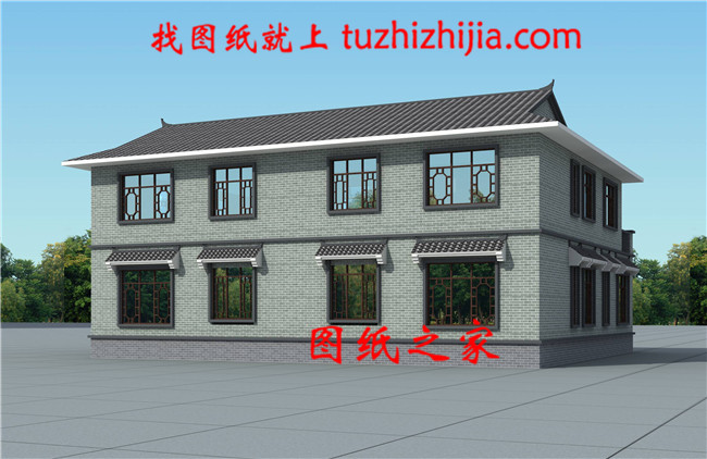 農(nóng)村兩層新中式四合院別墅戶(hù)型圖，占地不到200平