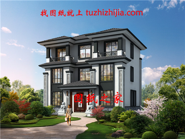 110平方米農(nóng)村三層自建房設(shè)計圖紙帶外觀圖14X10米