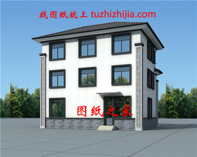 110平方米農(nóng)村三層自建房設(shè)計圖紙帶外觀圖14X10米