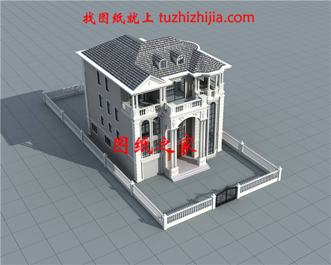 四層豪華歐式別墅設(shè)計(jì)圖紙，帶效果圖和全套施工圖