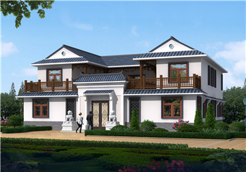 適合農(nóng)村自建四合院圖片，中式二層四合院別墅設(shè)計施工圖紙