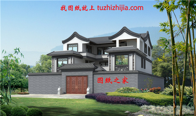 15X16米中式農(nóng)村三層別墅設(shè)計(jì)圖，新式四合院設(shè)計(jì)