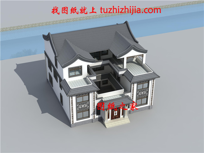 15X16米中式農(nóng)村三層別墅設(shè)計(jì)圖，新式四合院設(shè)計(jì)