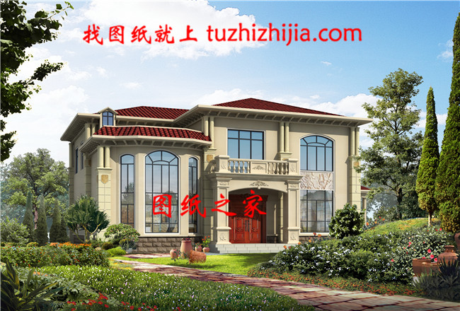 歐式二層別墅cad施工圖紙，含效果圖