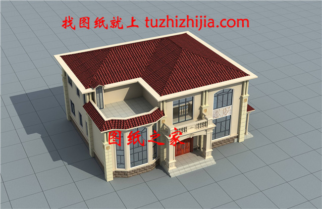 歐式二層別墅cad施工圖紙，含效果圖