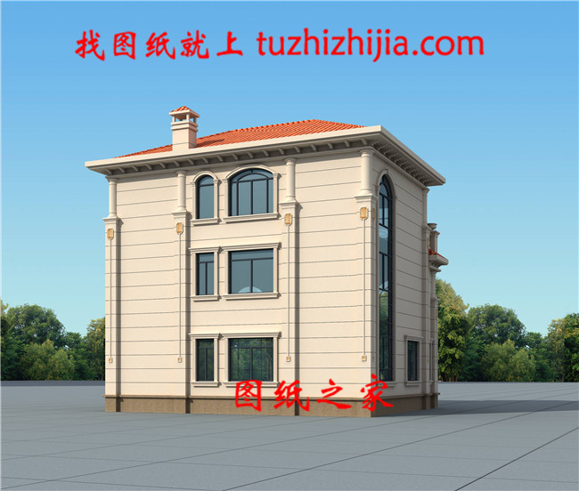 110平方米全新農(nóng)村簡(jiǎn)歐風(fēng)格三層房屋別墅效果圖，帶電梯設(shè)計(jì)