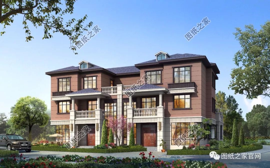 兄弟雙拼別墅二層、三層戶型方案大全（帶外觀圖片），想建雙拼的必看