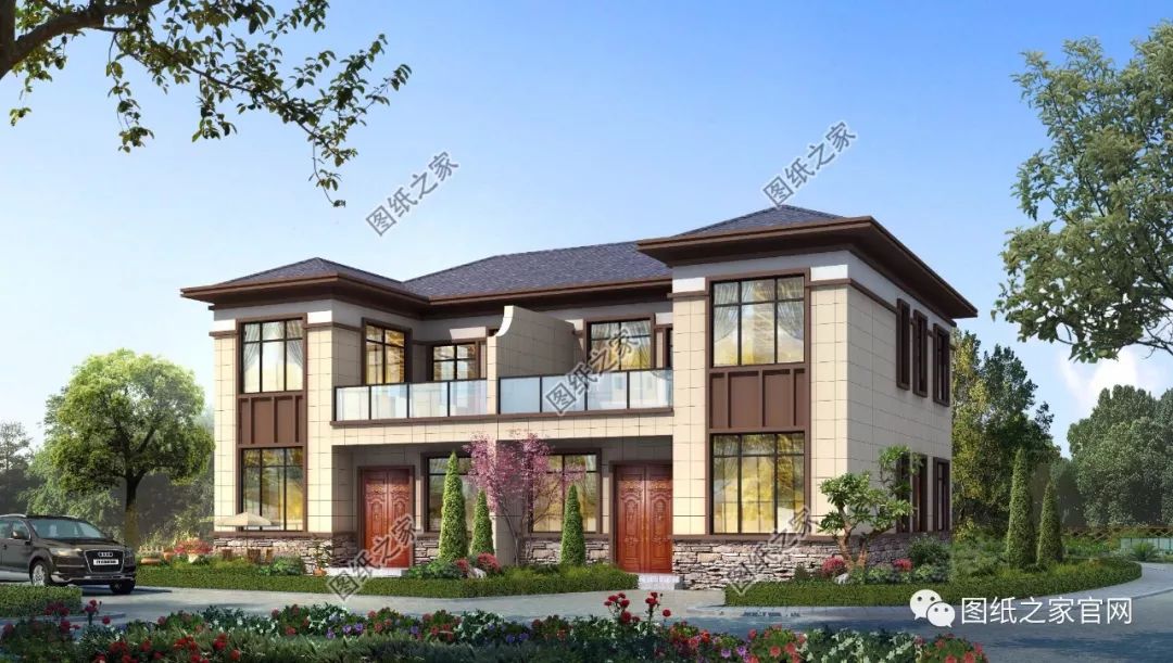 兄弟雙拼別墅二層、三層戶型方案大全（帶外觀圖片），想建雙拼的必看