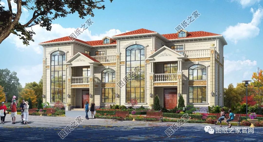 兄弟雙拼別墅二層、三層戶型方案大全（帶外觀圖片），想建雙拼的必看