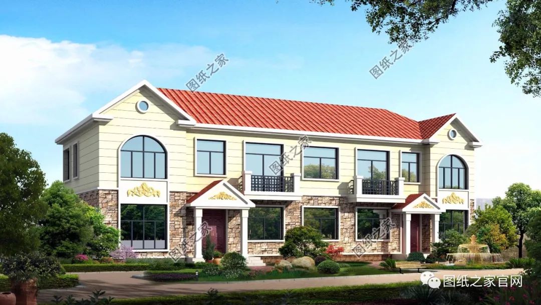 兄弟雙拼別墅二層、三層戶型方案大全（帶外觀圖片），想建雙拼的必看