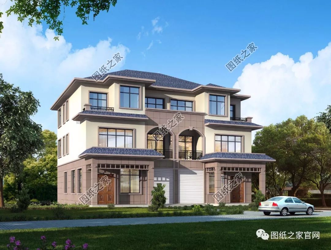 兄弟雙拼別墅二層、三層戶型方案大全（帶外觀圖片），想建雙拼的必看