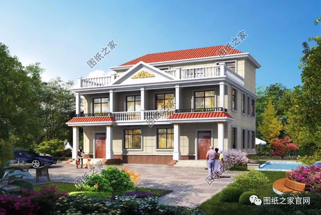 兄弟雙拼別墅二層、三層戶型方案大全（帶外觀圖片），想建雙拼的必看