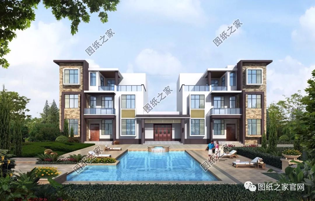 兄弟雙拼別墅二層、三層戶型方案大全（帶外觀圖片），想建雙拼的必看