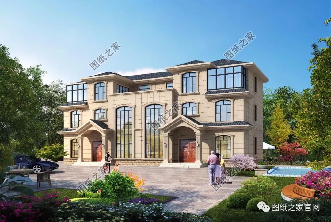 兄弟雙拼別墅二層、三層戶型方案大全（帶外觀圖片），想建雙拼的必看