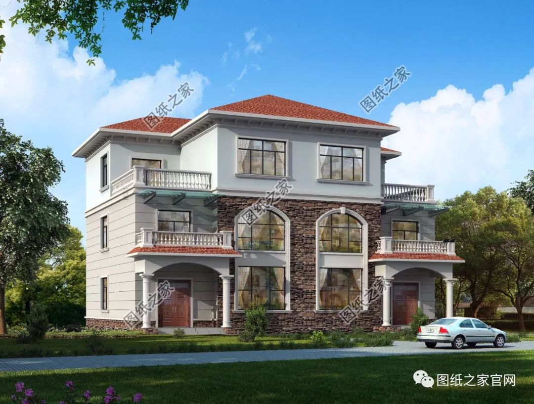 兄弟雙拼別墅二層、三層戶型方案大全（帶外觀圖片），想建雙拼的必看