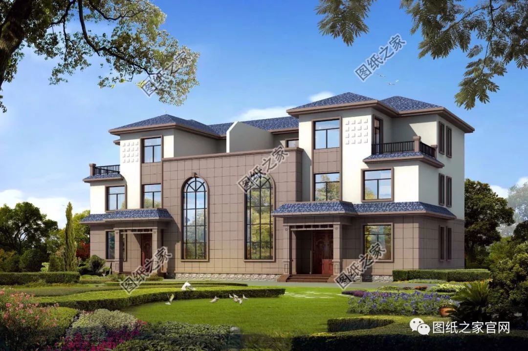 兄弟雙拼別墅二層、三層戶型方案大全（帶外觀圖片），想建雙拼的必看